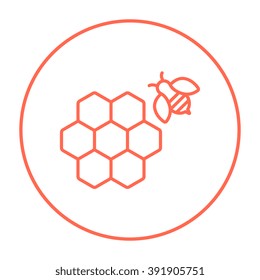 Honeycomb And Bee Line Icon.