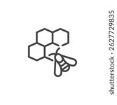Honeycomb and bee line icon. linear style sign for mobile concept and web design. Honey Bee on a honeycomb outline vector icon. Beekeeping symbol, logo illustration. Vector graphics