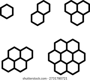 Conjunto de iconos de patrón geométrico de hexágono de colmena de nido de abeja. Imagen de Vector.