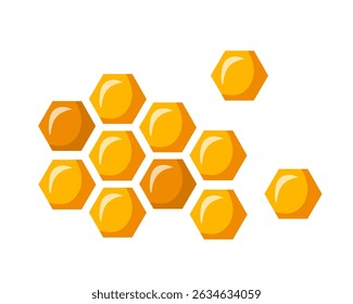 Honeycomb, beehive pattern, hive symbol vector flat cartoon illustration isolated on white background. Honey and beekeeping concept. Orange hexagon cells. Healthy organic sweet, natural farm food.