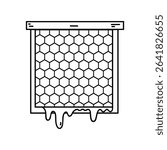 Honeycomb beekeeping frame isolated on a white background. Vector hand-drawn illustration in doodle style. Perfect for decorations, logo, various designs.
