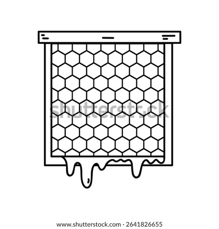 Honeycomb beekeeping frame isolated on a white background. Vector hand-drawn illustration in doodle style. Perfect for decorations, logo, various designs.