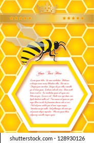 Honeycomb and bees. background in vector format with space for your text