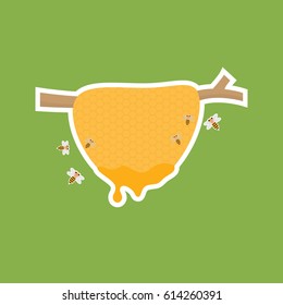 Honeycomb and bees cartoon vector design