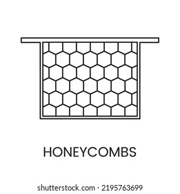 Honigwabenbienen im Rahmen Icon Linie in Vektorgrafik, Illustration von Imkereiprodukten.