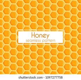 Honeycomb bees hexagon texture seamless pattern realistic vector illustration,yellow orange background 