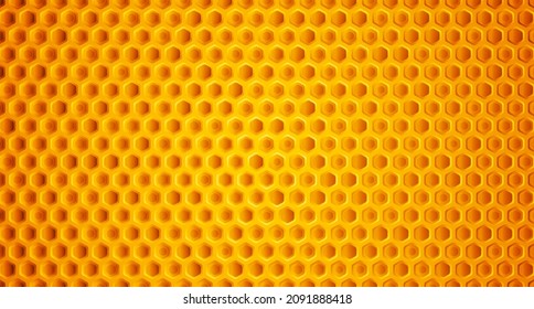 Honigwabenkäfer-Bienen-Zell-Muster. Abstrakte Honig-Zellen-Illustration. Hexagonalgrid. gelber orangefarbener Hintergrund. Geometrische Vektorstruktur. 