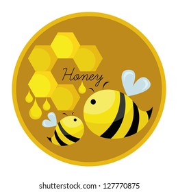 Honeycomb and the bees, ideal for label designing