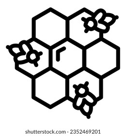 Honeycomb with bees line icon, Honey concept, Honey bees in honeycomb sign on white background, bee in hexagons icon in outline style mobile concept web design. Vector graphics.