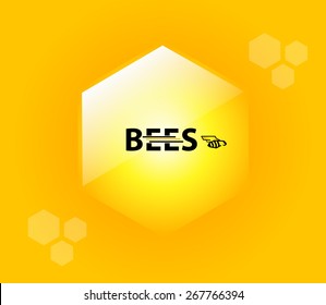 Honeycomb with bee`s logo