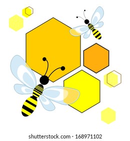 honeycomb and bees vector