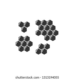Honeycomb black isolated vector icon set. Honey comb hexagon glyph cells.