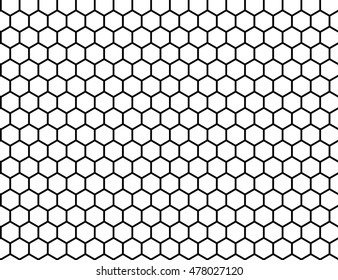 Padrão sem costura em preto e branco favo de mel. Padrão infinito hexagonal