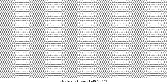 Honeycomb black and white seamless texture background, Simple hexagonal grid with small cells, Vector illustration.