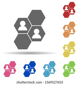 Honeycomb, businessmen, customer segmentation in multi color style icon. Simple glyph, flat vector of business icons for ui and ux, website or mobile application