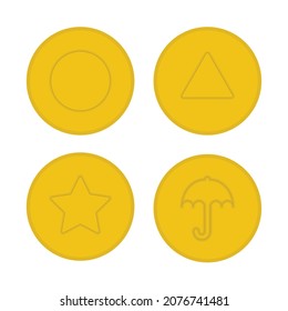 Honeycomb candy vector icon in many shapes. "Dalgona" is a Korean traditional candy or street food for old kids.