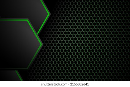 Honeycomb carbon background, green theme, trendy and stylish, left border
