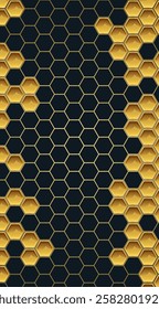 Honeycomb cells with honey in a beehive. Vector illustration. Sketch for creativity.