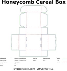 Honeycomb Cereal Box Packaging Design DieCut Template Layout