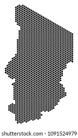 Honeycomb Chad map. Vector territory scheme on a white background. Abstract Chad map composition is created of hex-tile elements.