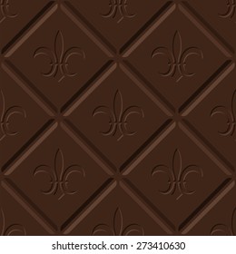 Honeycomb chocolate pattern of dark rhombuses with fleur-de-lis