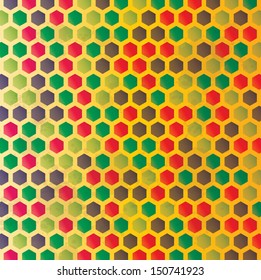 honeycomb colorful pattern background in retro style vector 