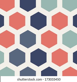 honeycomb colorful pattern background in retro style vector