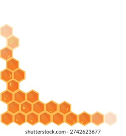 Honeycomb corner background with copy space, hexagon honey cells square vector design