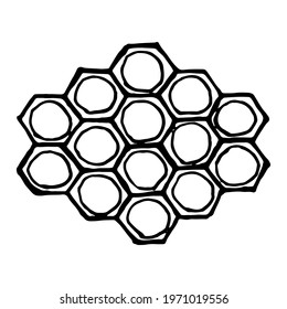 Honeycomb drawn black outline vector clip art