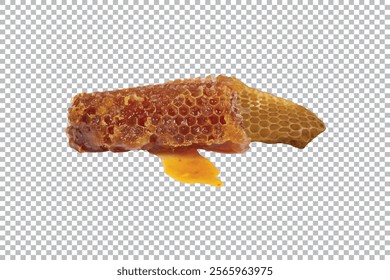 Honeycomb Dripping Honey isolated on transparent background