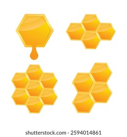 Honeycomb with Dripping Honey Vector Illustration