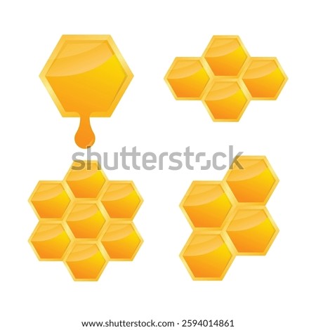 Honeycomb with Dripping Honey Vector Illustration