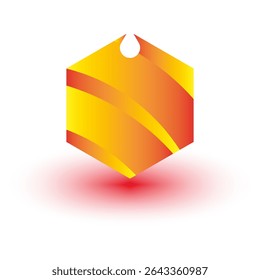 Ícone de chama de favo de mel. Forma de hexágono amarelo. Detalhe de queda de vetor. Símbolo laranja abstrato.