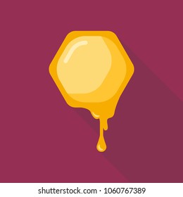 Honeycomb flat icon with long shadow isolated on purple background. Simple honeycomb in flat style, vector illustration for web and mobile design.