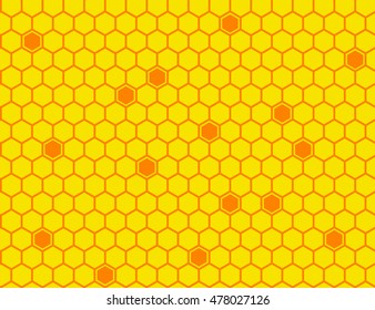 Honeycomb flat seamless pattern, Highlighted some cells. Vector Hexagonal endless pattern
