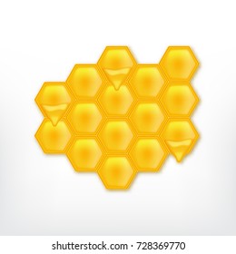 Honeycomb with flowing honey. Vector icon. EPS10 vector