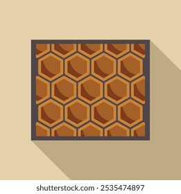Honeycomb frame with honey in a wooden frame, an icon representing honey production