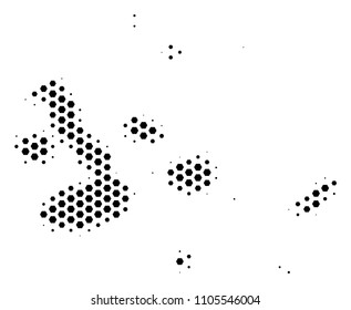 Honeycomb Galapagos Islands map. Vector halftone geographic plan on a white background. Abstract Galapagos Islands map mosaic is made of hex tile cells.