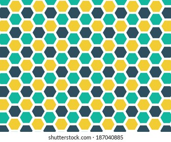 Honeycomb geometric pattern with yellow, blue, and green