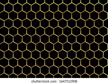 Honeycomb golden background. Seamless pattern. Vector stock illustration for card