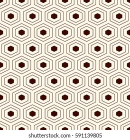 Honeycomb grid abstract background. Outline repeated hexagon wallpaper. Seamless surface pattern with classic geometric ornament. Digital paper, textile print, page fill. Vector art