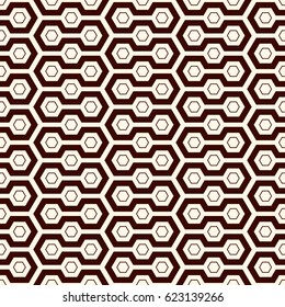 Honeycomb grid abstract background. Outline repeated hexagon wallpaper. Seamless surface pattern with classic geometric ornament. Digital paper, textile print, page fill. Vector art