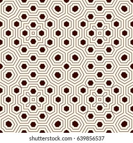 Honeycomb grid abstract background. Outline repeated hexagon wallpaper. Seamless surface pattern with geometric ornament. Digital paper, textile print, page fill. Vector art