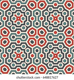 Honeycomb grid abstract background. Outline repeated hexagon wallpaper. Seamless surface pattern with geometric ornament. Digital paper, textile print, page fill. Vector art
