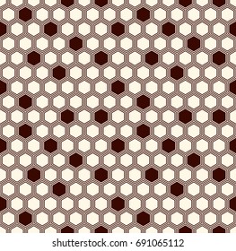 Honeycomb grid abstract background. Outline repeated hexagon wallpaper. Seamless surface pattern with classic geometric ornament. Digital paper, textile print, page fill. Vector art