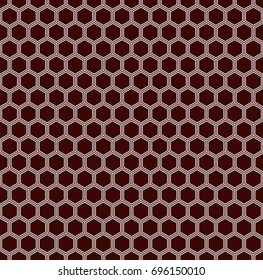 Honeycomb grid abstract background. Outline repeated hexagon wallpaper. Seamless surface pattern with classic geometric ornament. Digital paper, textile print, page fill. Vector art
