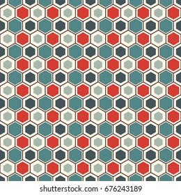 Honeycomb grid abstract background. Repeated hexagon wallpaper. Seamless surface pattern with classic geometric ornament. Digital paper, textile print, page fill. Vector art
