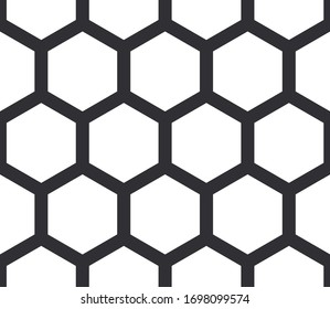 Honeycomb grid. Hexagon background. Honeycomb background. Hexagon grid. Monochrome hexagon honeycomb background. Seamless pattern. Vector hexagon. Geometric backdrop.