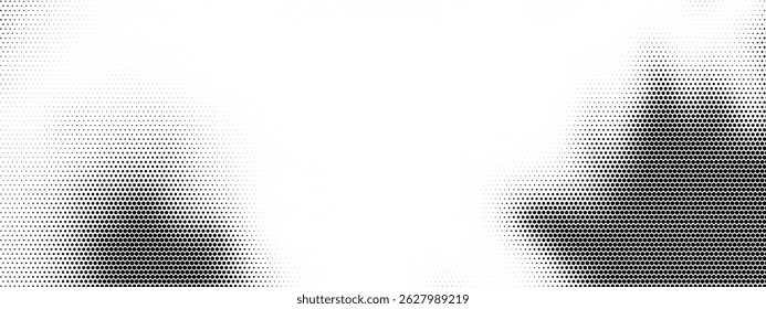 Patrón de semitono de panal Hexagon Fade. Fondo geométrico de degradado de semitono. Textura Abstractas del Vector de la superposición.