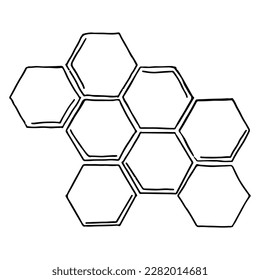 Honeycomb in hand drawn doodle style. Vector illustration isolated on white background.